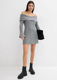 Robe en maille à encolure Bardot, bonprix