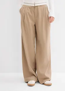 Pantalon à pinces avec taille contrastante, bonprix