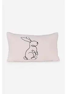 Coussin déco ultra-doux avec broderie lapin moderne, bonprix