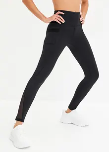 Komfort-Sport-Leggings mit transparentem Mesh und Handytasche, bonprix
