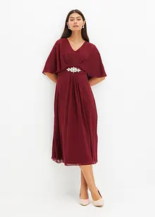 Robe midi en crêpe fin avec strass, bonprix