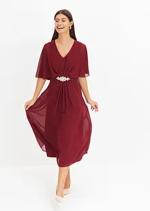 Robe midi en crêpe fin avec strass, bonprix