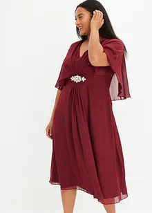 Robe midi en crêpe fin avec strass, bonprix