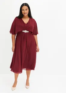 Robe midi en crêpe fin avec strass, bonprix