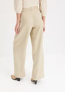 Pantalon à pinces aspect lin avec empiècement taille croisé, bonprix