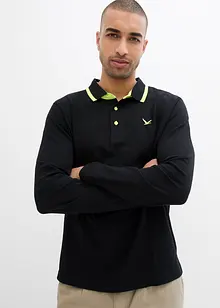 Polo en maille piquée avec détails fluo, manches longues, bonprix