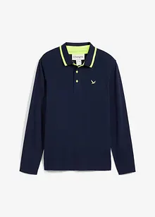 Polo en maille piquée avec détails fluo, manches longues, bonprix