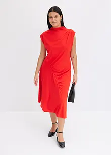 Midikleid mit Drappierung und asymmetrischen Saum, bonprix