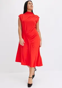 Midikleid mit Drappierung und asymmetrischen Saum, bonprix