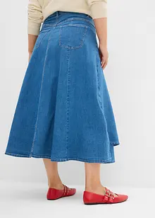 Jupe midi en jean, taille haute, bonprix