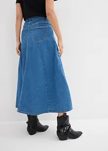 Jupe midi en jean, taille haute, bonprix