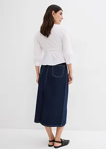 Jupe midi en jean, taille mi-haute, toile ultra-douce, bonprix