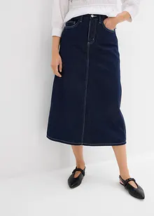 Jupe midi en jean, taille mi-haute, toile ultra-douce, bonprix