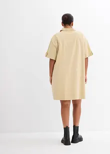 Hemdblusenkleid aus elastischem Bio-Baumwoll-Mix, bonprix