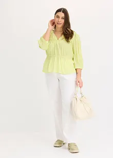 Blouse manches 3/4 en tissu froissé, bonprix
