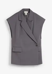 Long gilet sans manches à épaulettes, bonprix