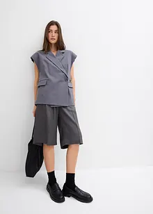 Long gilet sans manches à épaulettes, bonprix