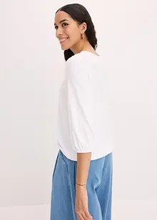 T-shirt manches 3/4 avec dentelle, style portefeuille, bonprix