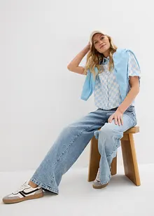 Blouse manches courtes à carreaux, bonprix