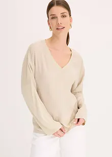 Fledermausshirt mit Satineinsatz, bonprix