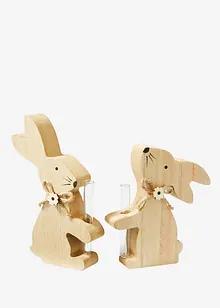 Lot de 2 figurines déco lapin avec vase, bonprix