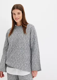Oversize-Pullover mit Zopfmuster, bonprix