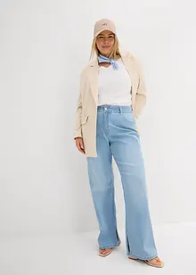 Jean droit, taille haute, fente, bonprix