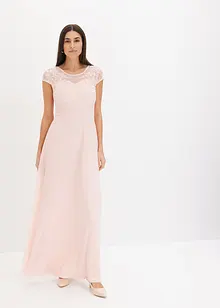 Robe en crêpe avec dentelle et détail à nouer, bonprix