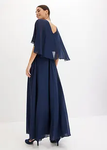 Robe midi en crêpe avec dentelle et cape, bonprix