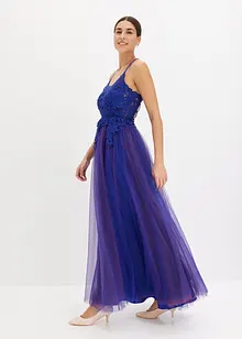 Robe longue en tulle délicat avec dentelle, bonprix