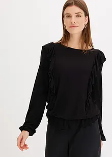 Blouse volantée en jersey, bonprix