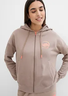 Sweat zippé à capuche, 100% coton, bonprix