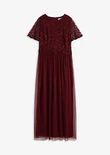 Robe longue raffinée en tulle avec sequins brodés, bonprix