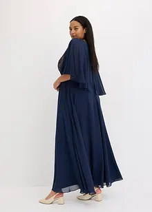 Robe midi en crêpe avec dentelle et cape, bonprix