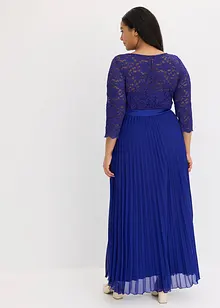 Robe en crêpe avec dentelle et jupe plissée, bonprix