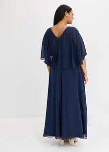 Robe midi en crêpe avec dentelle et cape, bonprix