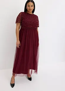 Robe longue en tulle fin à broderie pailletée, bonprix