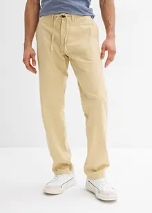 Pantalon chino en lin majoritaire avec taille extensible Regular, droit, bonprix