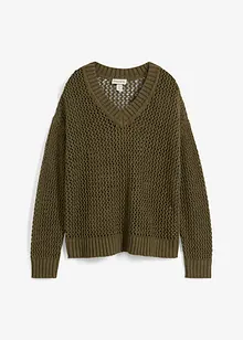 Pull ajouré en lin mélangé, bonprix