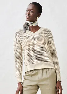 Pull ajouré en lin mélangé, bonprix