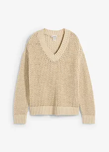 Pull ajouré en lin mélangé, bonprix