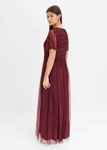 Robe longue raffinée en tulle avec sequins brodés, bonprix
