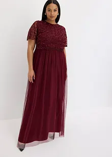 Robe longue raffinée en tulle avec sequins brodés, bonprix