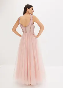 Robe longue en tulle fin à broderie strassée, bonprix