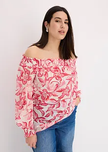 Blouse imprimée encolure bardot, bonprix