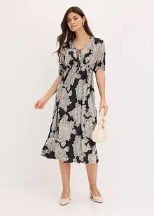 Robe midi imprimée en satin fluide, bonprix