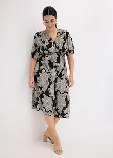 Robe midi imprimée en satin fluide, bonprix