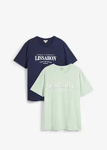 Lot de 2 T-shirts 100% coton, bonprix
