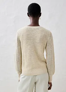 Pull ajouré en coton et lin, bonprix