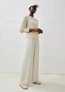 Pull ajouré en coton et lin, bonprix